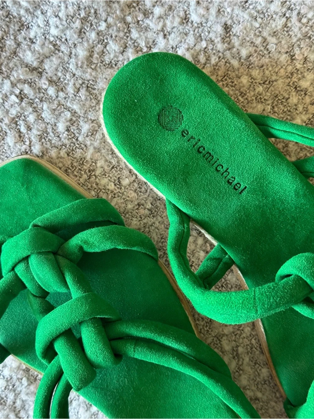 Eric Michael Braided Knot Slide Sandals | Size 41 (US 10) | Kelly Green